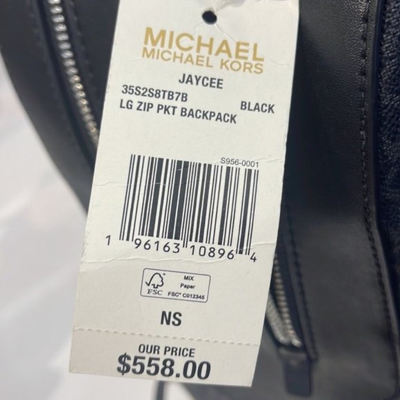 Michael Kors Jaycee Large Zip Pocket Backpack Black - Picture 3 of 16